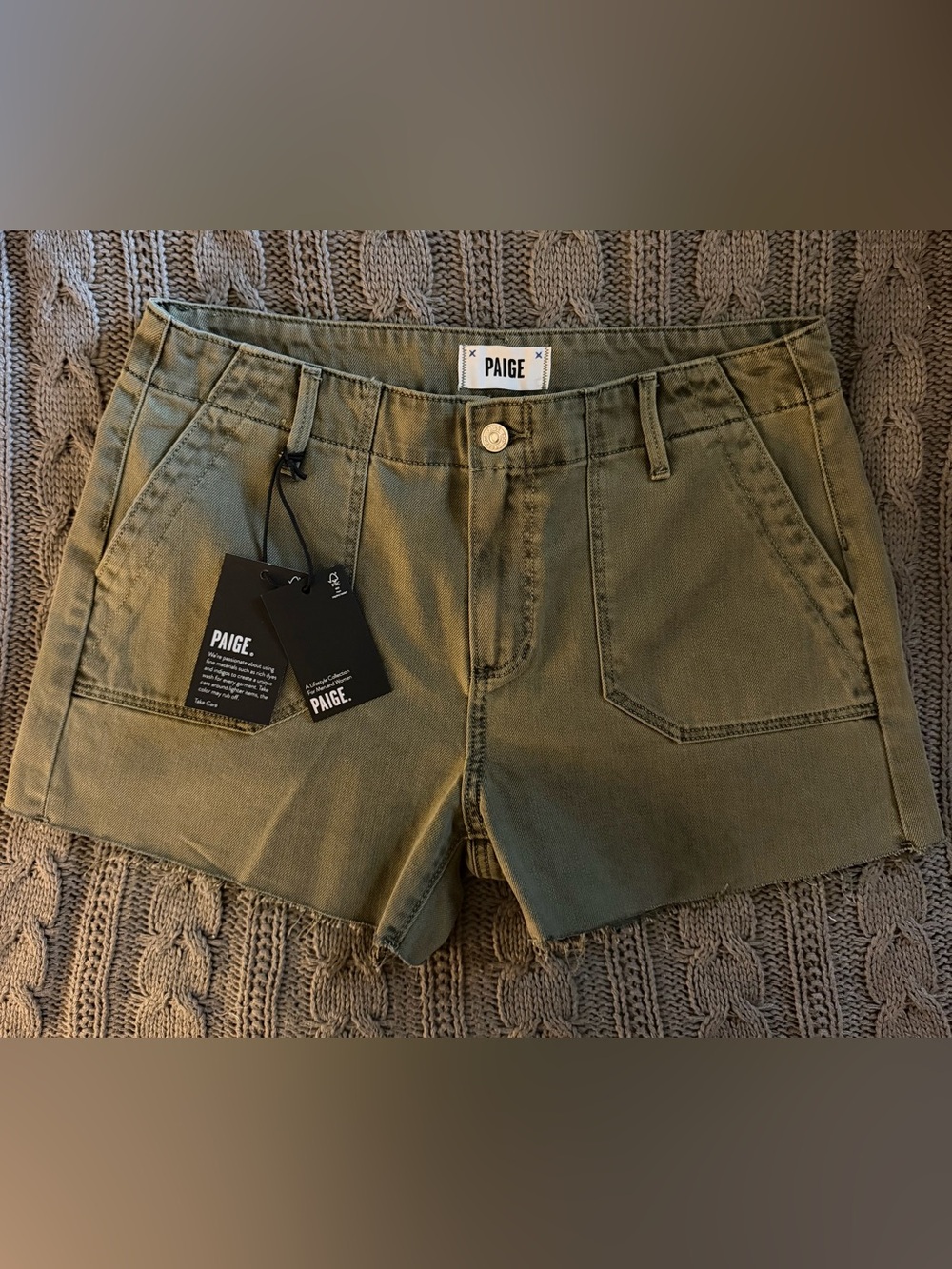 PAIGE | Mayslie Utility Shorts in Vintage Ivy Green | 29 | NWT